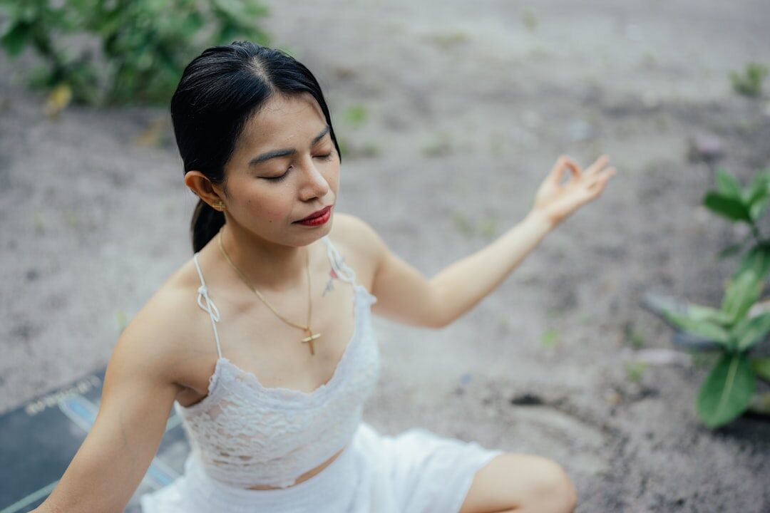 woman practicing breathing exercise