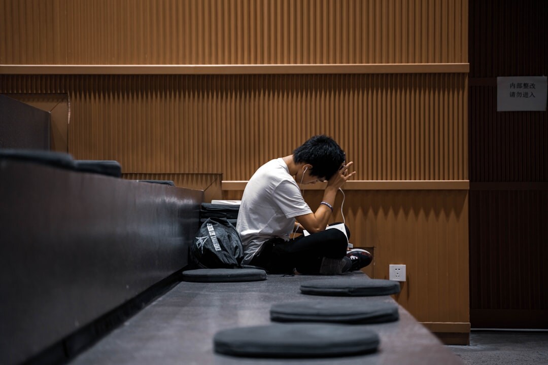 person practicing speech alone