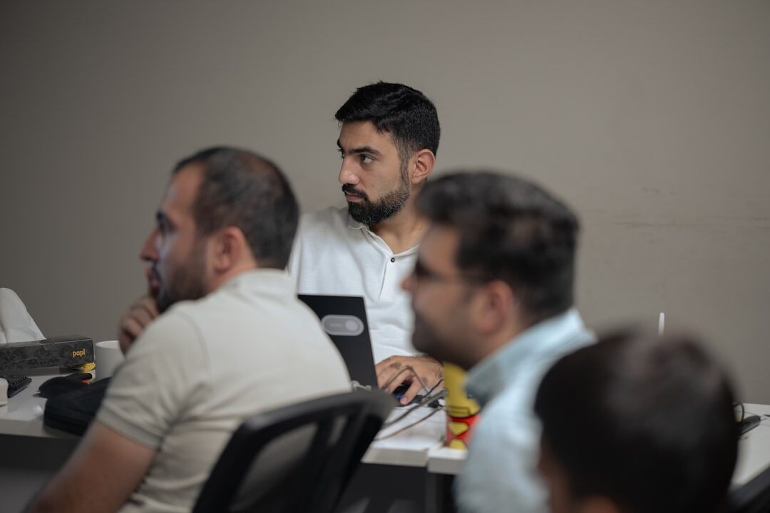 confident person speaking in group